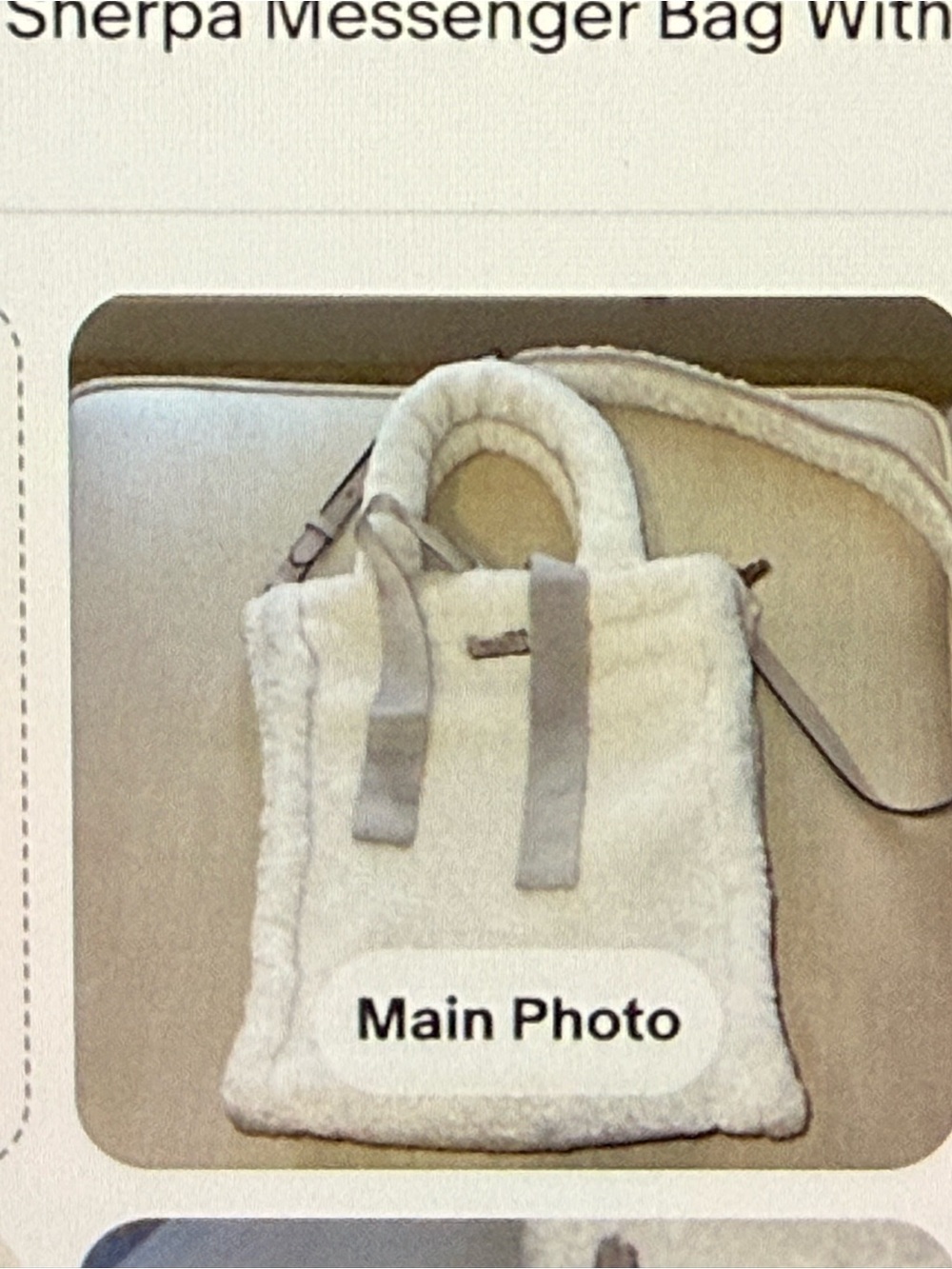 kate spade Cream Sherpa Tote with Gray Trim